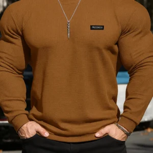 Men Self Design Round Neck Polyester Gold T-Shirt